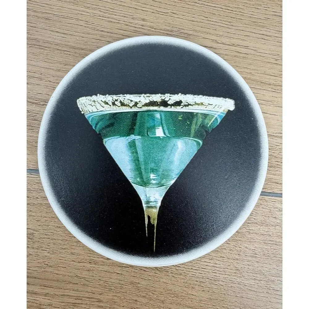 Vintage Retro Ceramic Martini Cocktail Drink Coasters - Set of 4 Black/Multi